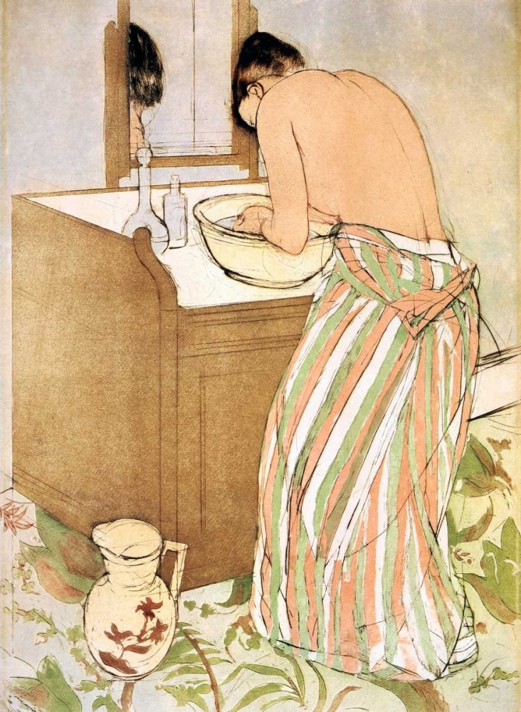 Wall Art Painting id:92468, Name: Woman Bathing I 1891, Artist: Cassatt, Mary