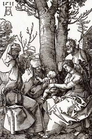 Wall Art Painting id:187558, Name: The Holy Family With Joachim And Anna, Artist: Durer, Albrecht