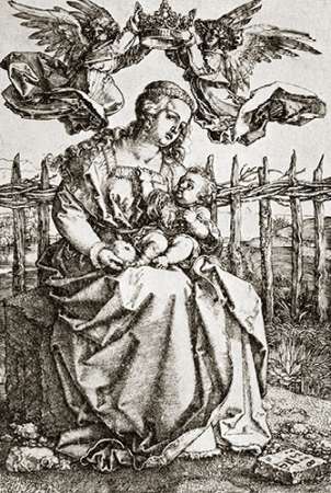 Wall Art Painting id:187592, Name: The Virgin Mary Crowned By Two Angels, Artist: Durer, Albrecht