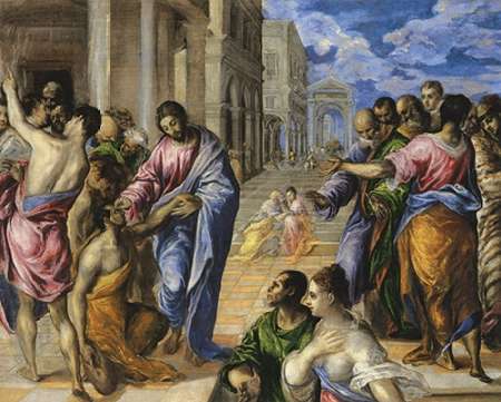 Wall Art Painting id:187602, Name: Museumist Healing The Blind, Artist: Greco, El