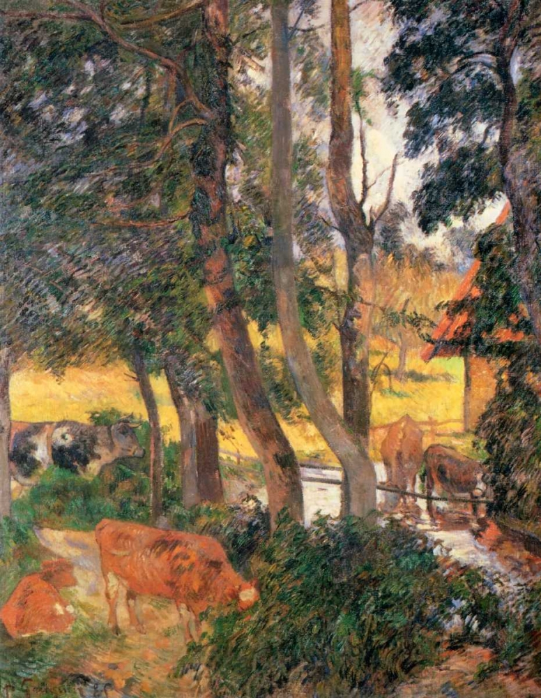 Wall Art Painting id:92502, Name: Edge Of The Pond, Artist: Gauguin, Paul