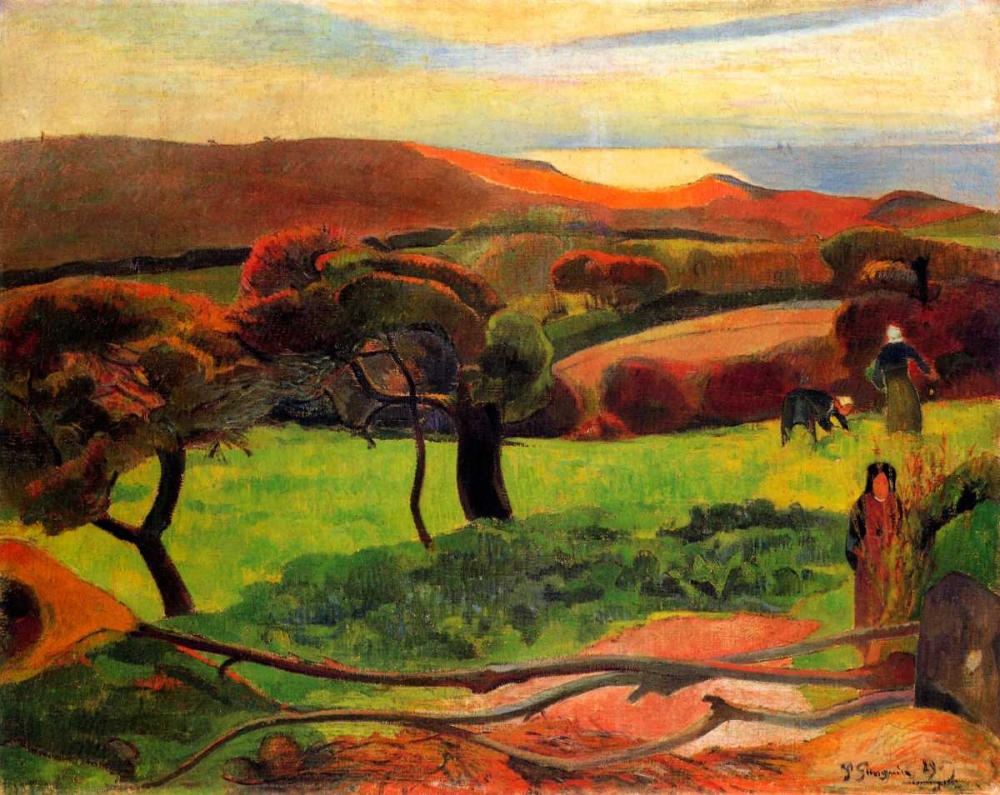 Wall Art Painting id:92503, Name: Fields By The Sea, Artist: Gauguin, Paul