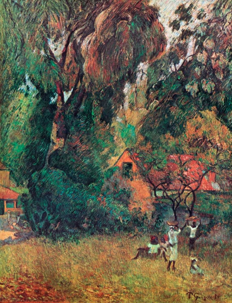 Wall Art Painting id:92508, Name: Huts Under The Trees, Artist: Gauguin, Paul