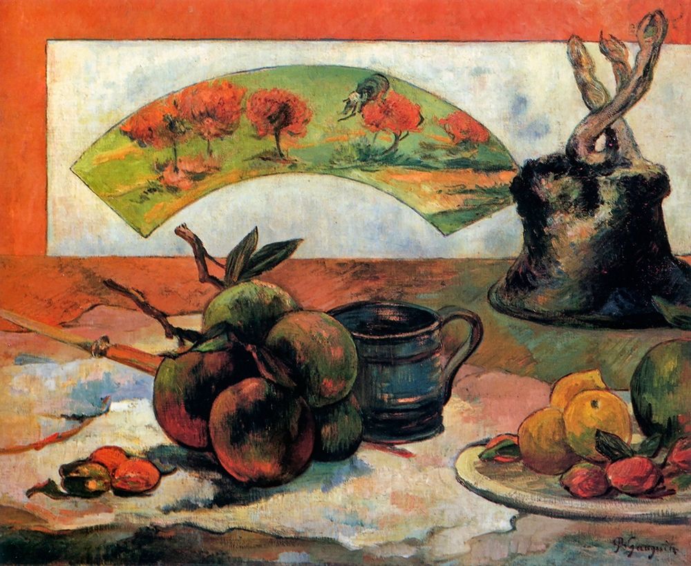Wall Art Painting id:267422, Name: Still Life With Fan, Artist: Gauguin, Paul