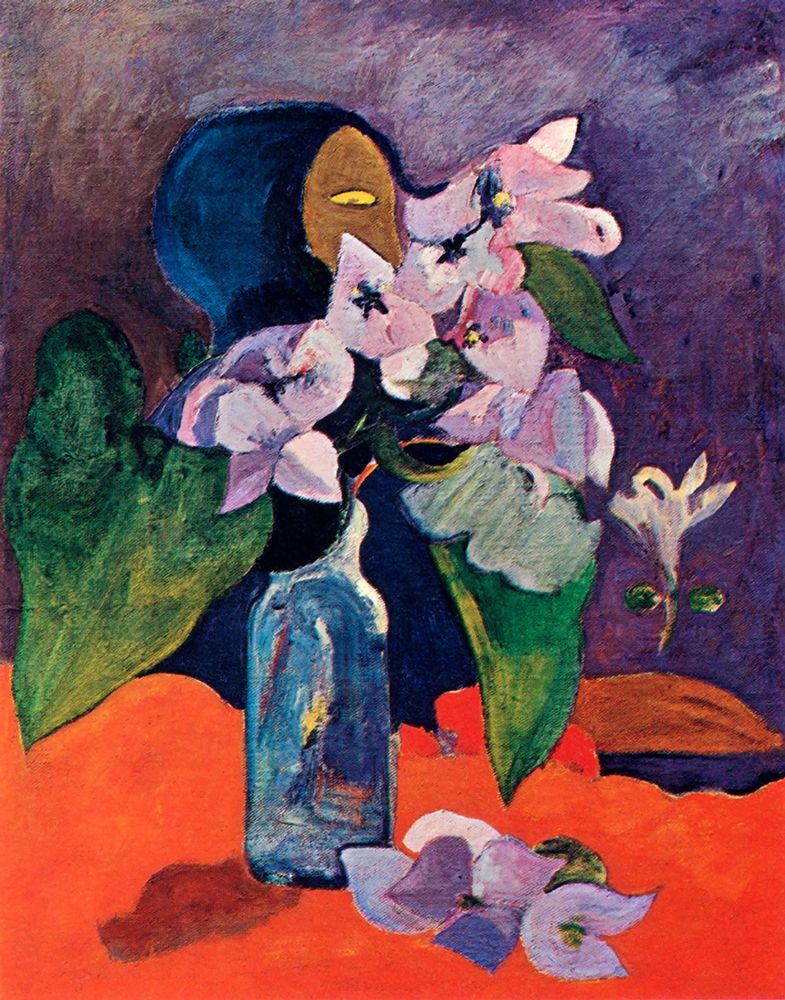 Wall Art Painting id:267423, Name: Still Life With Flowers And Idol, Artist: Gauguin, Paul