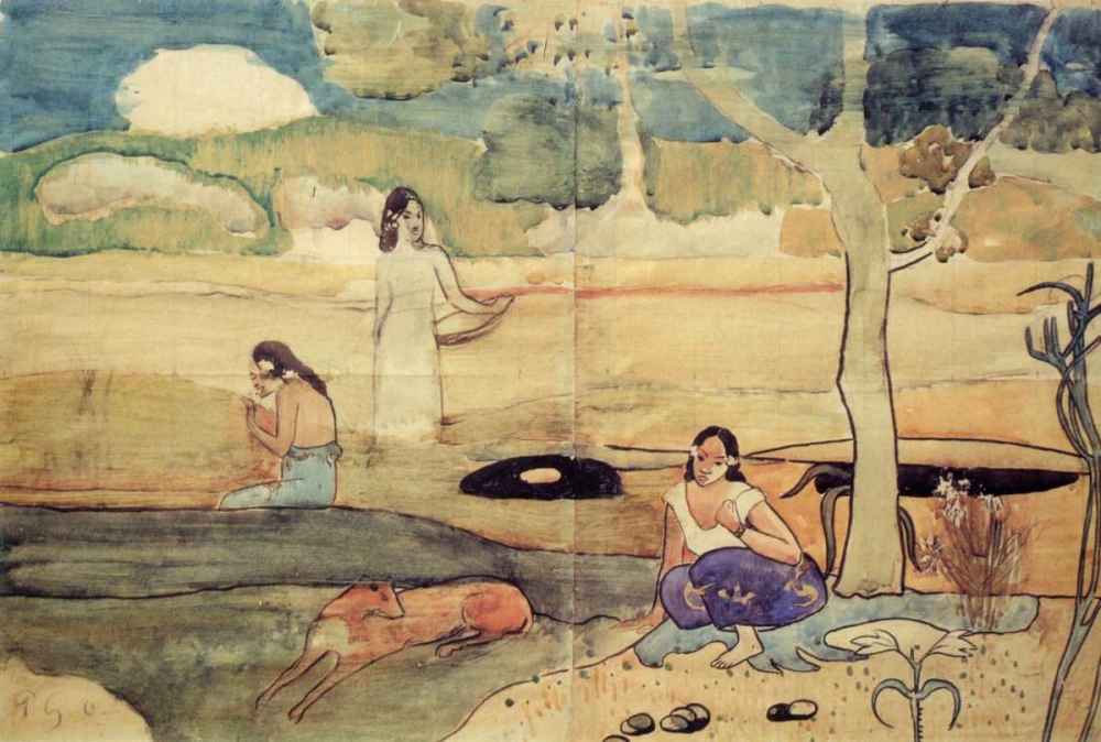 Wall Art Painting id:92517, Name: Tahitian Scene, Artist: Gauguin, Paul