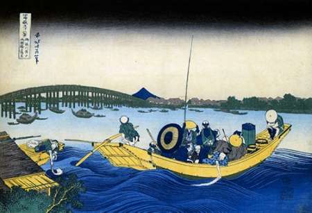 Wall Art Painting id:187638, Name: A Ferry Boat At Onmayagashi 1833, Artist: Hokusai