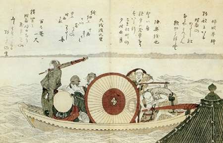Wall Art Painting id:187639, Name: A Ferry On Sumida River 1802, Artist: Hokusai