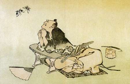 Wall Art Painting id:187644, Name: A Philosopher Watching Butterflies 1814, Artist: Hokusai