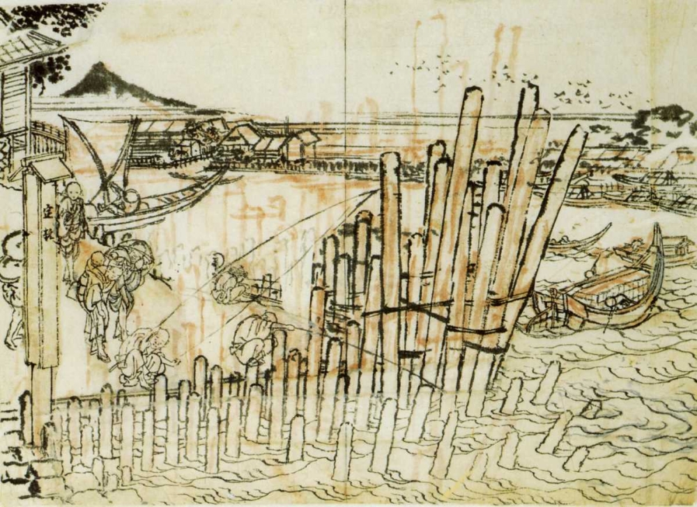 Wall Art Painting id:92531, Name: Fishing At Shimadagahana 1833, Artist: Hokusai