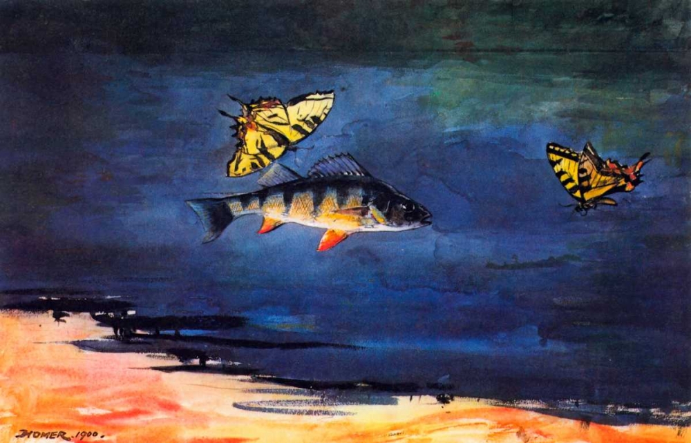 Wall Art Painting id:92553, Name: Fish And Butterflies, Artist: Homer, Winslow