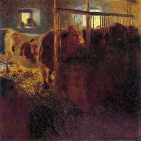 Wall Art Painting id:187730, Name: Cows In A Satble 1899, Artist: Klimt, Gustav