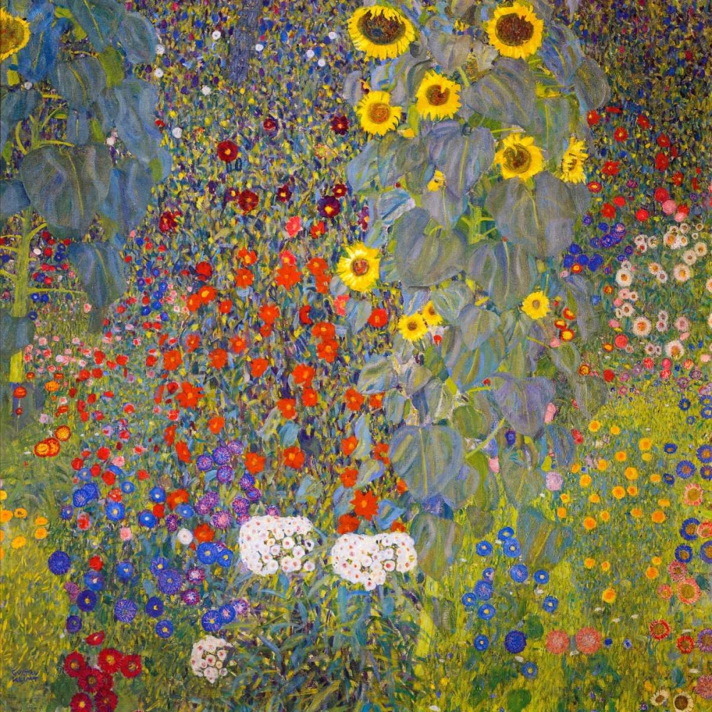 Wall Art Painting id:92618, Name: Farm Garden With Sunflowers, Artist: Klimt, Gustav