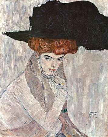 Wall Art Painting id:187749, Name: Lady With Black Feather Hat 1910, Artist: Klimt, Gustav