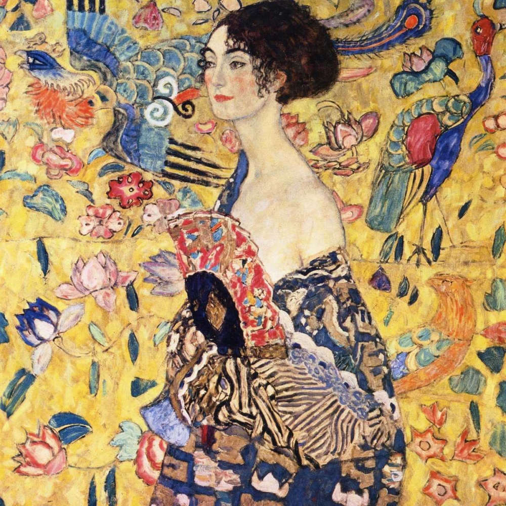 Wall Art Painting id:92627, Name: Lady With Fan, Artist: Klimt, Gustav