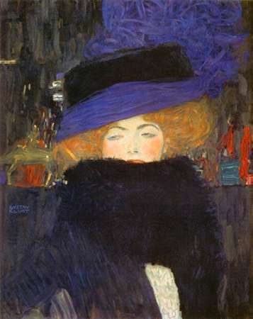 Wall Art Painting id:187751, Name: Lady With Hat And Featherboa 1909, Artist: Klimt, Gustav