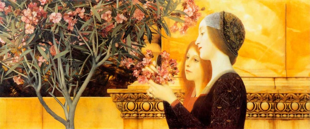 Wall Art Painting id:92660, Name: Two Girls With Oleander c. 1892, Artist: Klimt, Gustav