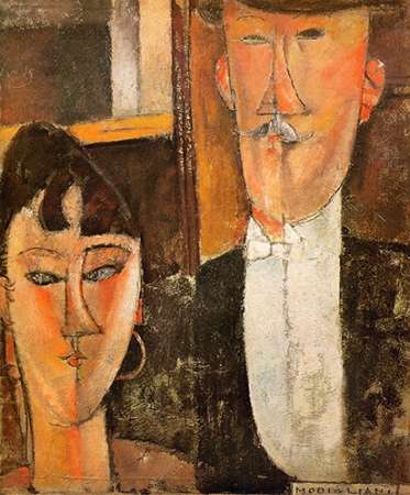 Wall Art Painting id:187871, Name: Bride And Groom Les Maries, Artist: Modigliani, Amedeo