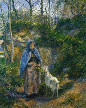 Wall Art Painting id:188046, Name: Woman With A Goat 1881, Artist: Pissarro, Camille