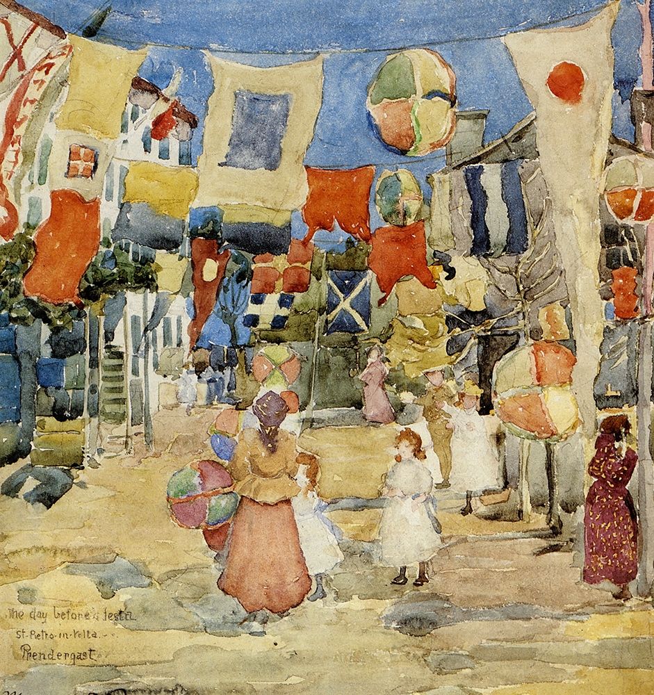 Wall Art Painting id:268305, Name: Fiesta Venice SPietro In Volta, Artist: Prendergast, Maurice Brazil