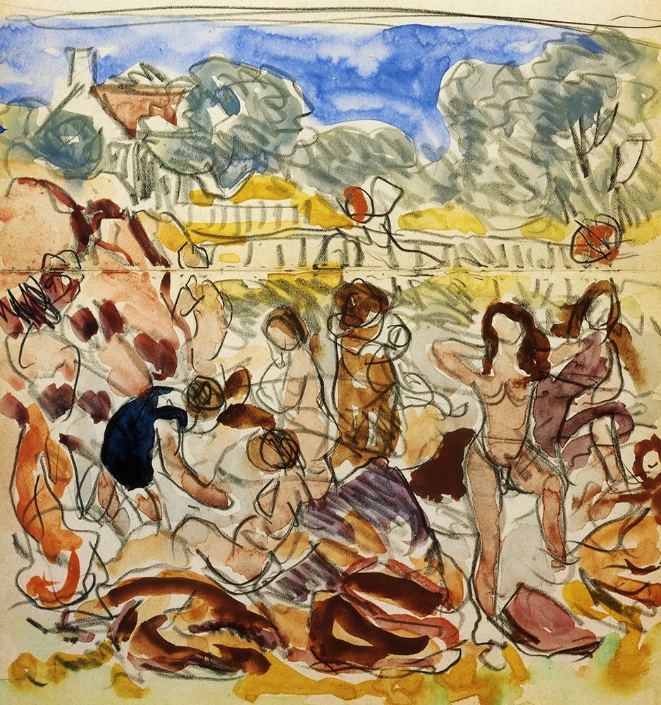 Wall Art Painting id:268306, Name: Figures On The Shore, Artist: Prendergast, Maurice Brazil