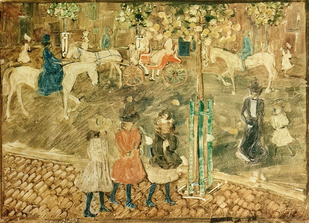 Wall Art Painting id:268307, Name: Horseback Riders, Artist: Prendergast, Maurice Brazil