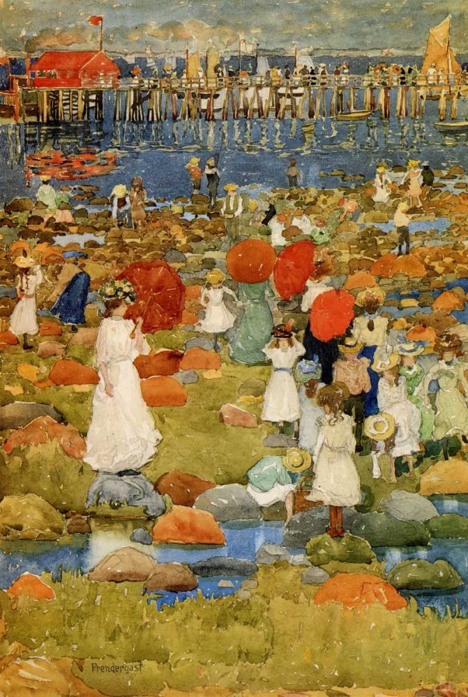 Wall Art Painting id:92795, Name: The Stony Beach, Artist: Prendergast, Maurice Brazil