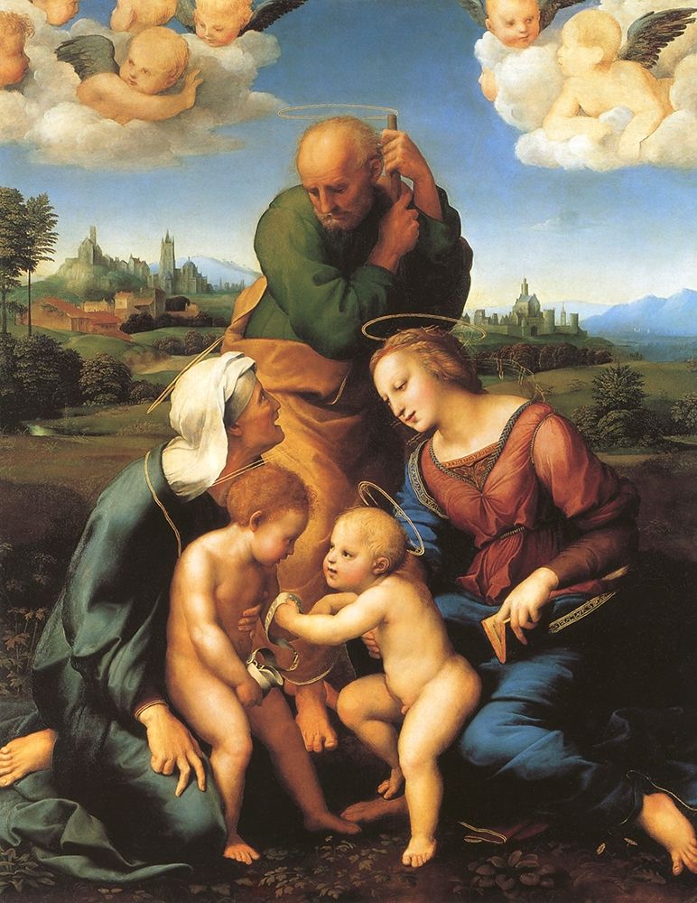 Wall Art Painting id:268414, Name: Holy Family With Saints Elizabeth And John, Artist: Raphael