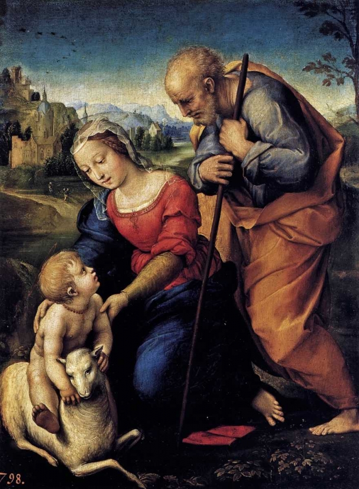 Wall Art Painting id:92802, Name: Holy Family With The Lamb, Artist: Raphael