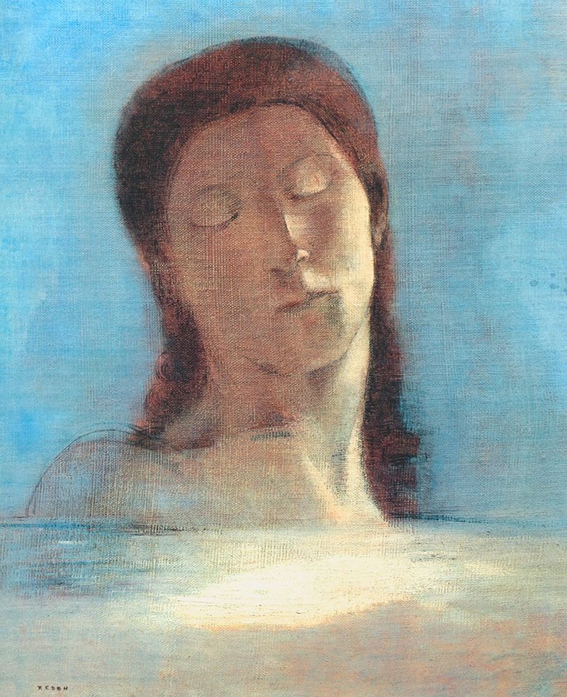 Wall Art Painting id:268460, Name: Closed Eyes - Female, Artist: Redon, Odilon