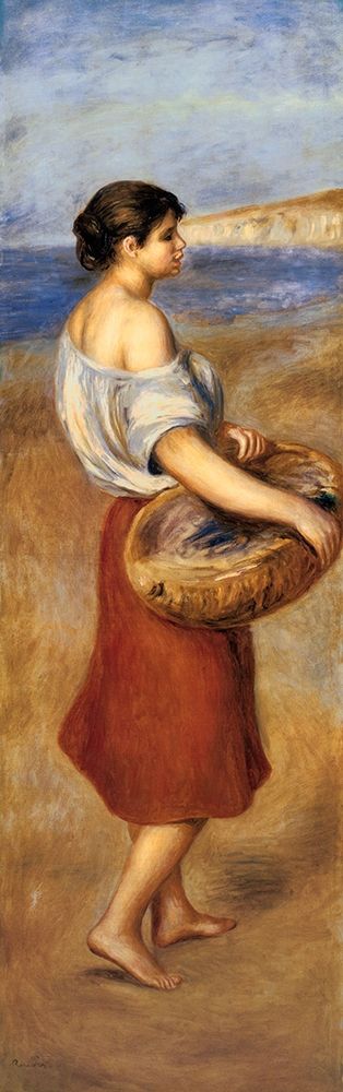 Wall Art Painting id:268584, Name: Girl With A Basket Of Fish, Artist: Renoir, Pierre-Auguste