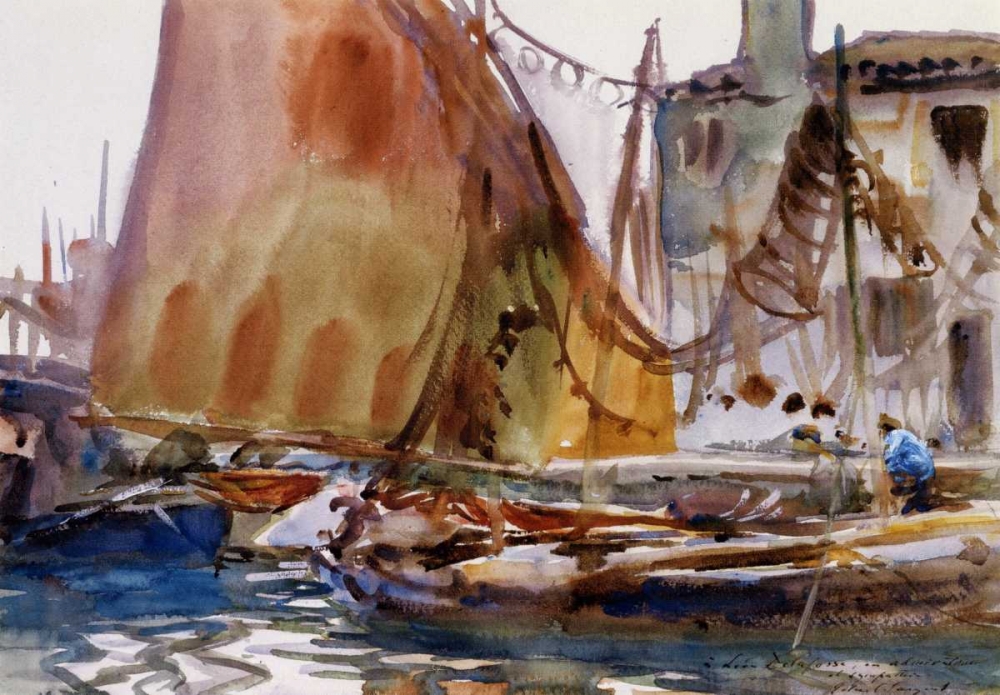 Wall Art Painting id:92864, Name: Drying Sails, 1902-04, Artist: Sargent, John Singer