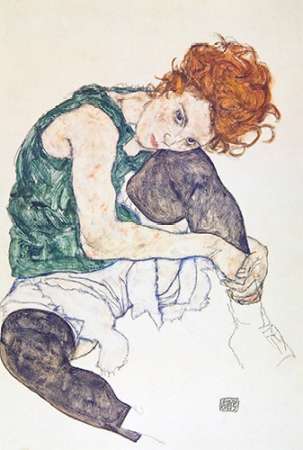 Wall Art Painting id:188104, Name: Seated Woman With Bent Knee, Artist: Schiele, Egon