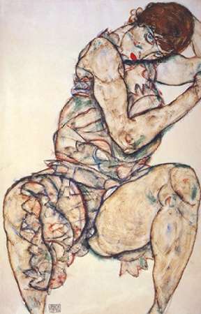 Wall Art Painting id:188105, Name: Seated Woman With Left Hand In Hair, Artist: Schiele, Egon