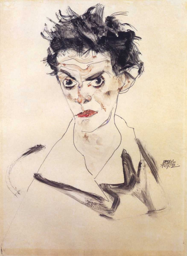 Wall Art Painting id:92904, Name: Self Portrait Bust, Artist: Schiele, Egon