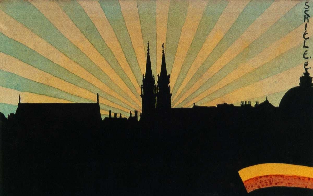 Wall Art Painting id:92905, Name: Silhouette Of Klosterneuburg 1906, Artist: Schiele, Egon