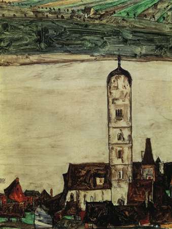 Wall Art Painting id:188108, Name: Stein On The Danube From The Kreuzberg 1913, Artist: Schiele, Egon