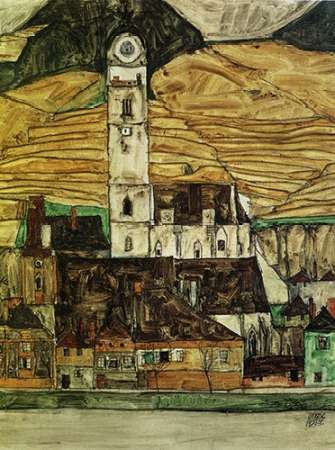 Wall Art Painting id:188109, Name: Stein On The Danube From The South 1913, Artist: Schiele, Egon