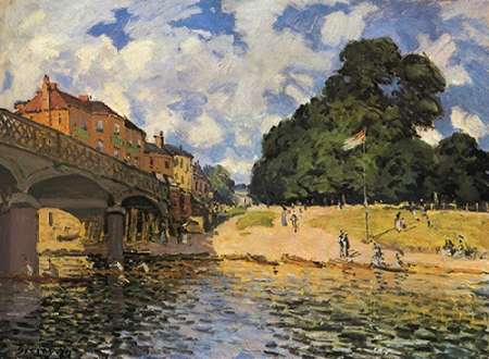 Wall Art Painting id:188146, Name: Bridge At Hampton Court, Artist: Sisley, Alfred