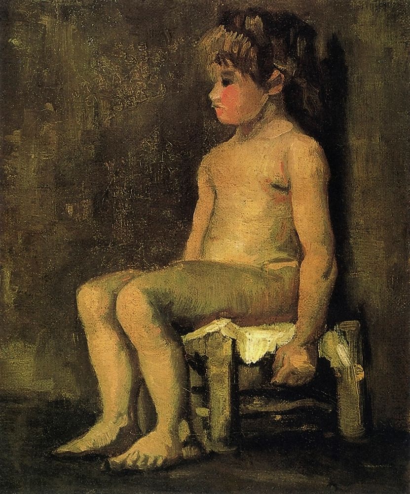 Wall Art Painting id:269879, Name: Nude Study Of A Little Girl Seated 1886, Artist: Van Gogh, Vincent