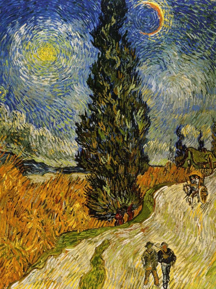 Wall Art Painting id:92949, Name: Road Cypress And Star, Artist: Van Gogh, Vincent