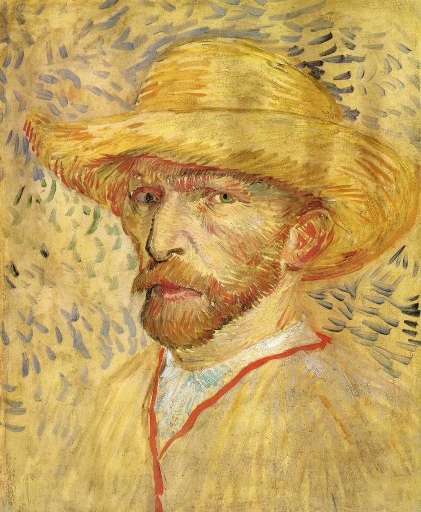 Wall Art Painting id:92950, Name: Self Portrait Straw Hat, Artist: Van Gogh, Vincent