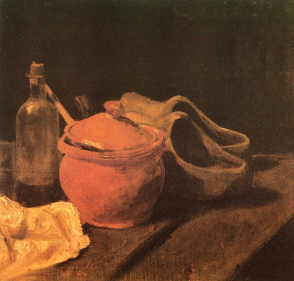 Wall Art Painting id:92954, Name: Still Life Earthenware Bottle And Clogs, Artist: Van Gogh, Vincent