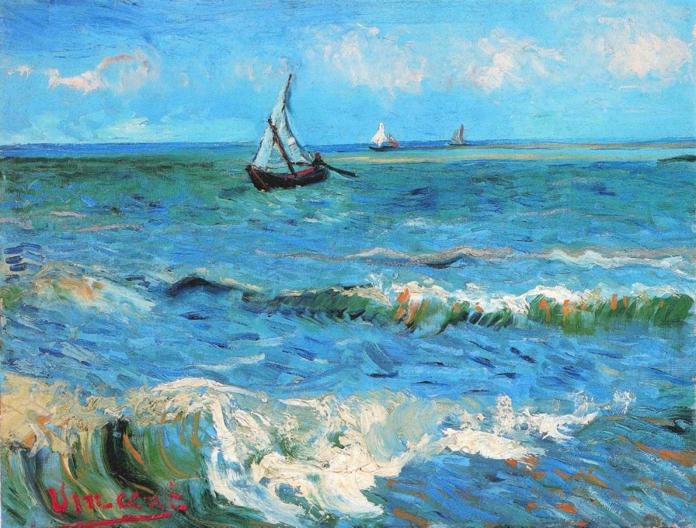 Wall Art Painting id:92962, Name: The Sea At Les Saintes Maries De La Mer, Artist: Van Gogh, Vincent