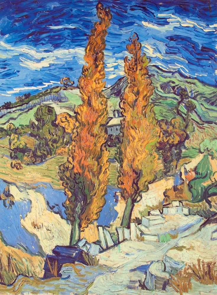Wall Art Painting id:92966, Name: Two Poplars On Road, Artist: Van Gogh, Vincent