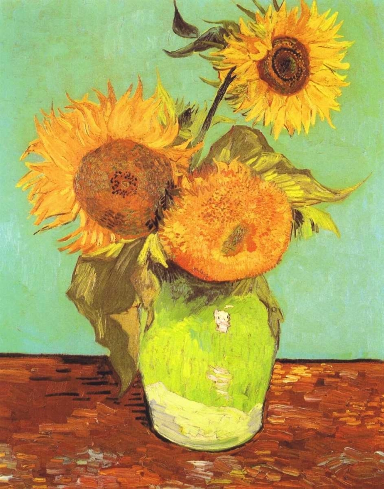 Wall Art Painting id:92969, Name: Vase With Three Sunflowers, Artist: Van Gogh, Vincent
