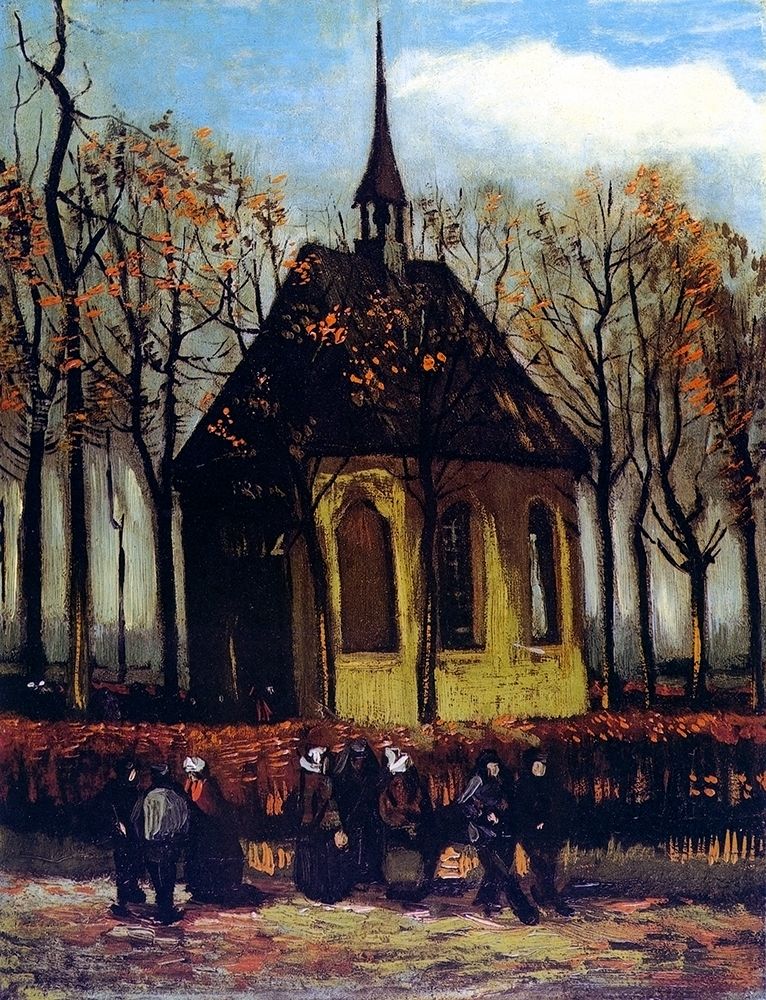 Wall Art Painting id:269931, Name: Chapel At Nuenen With Churchgoers, Artist: Van Gogh, Vincent