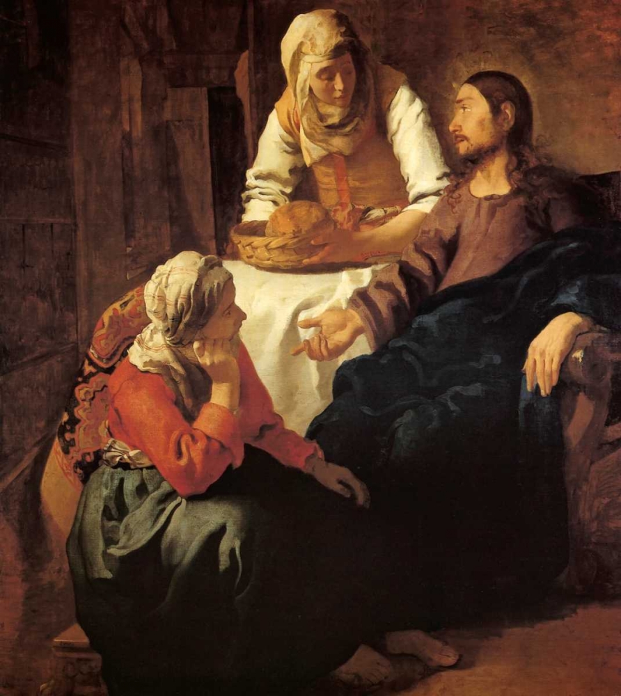 Wall Art Painting id:92999, Name: Christ In The House Of Mary And Martha, Artist: Vermeer, Johannes