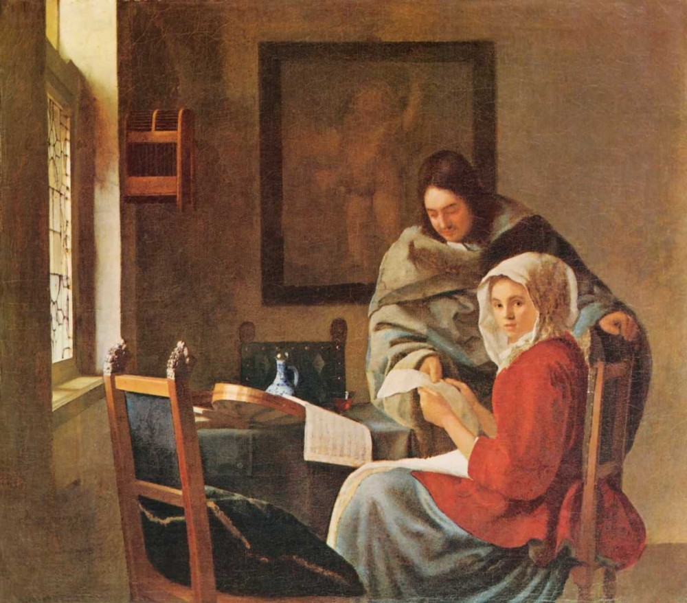 Wall Art Painting id:93000, Name: Gentleman And The Girl With Music, Artist: Vermeer, Johannes