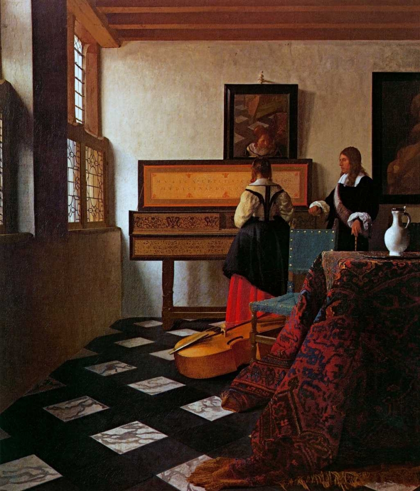 Wall Art Painting id:93001, Name: Lady At The Virginals With A Gentleman, Artist: Vermeer, Johannes